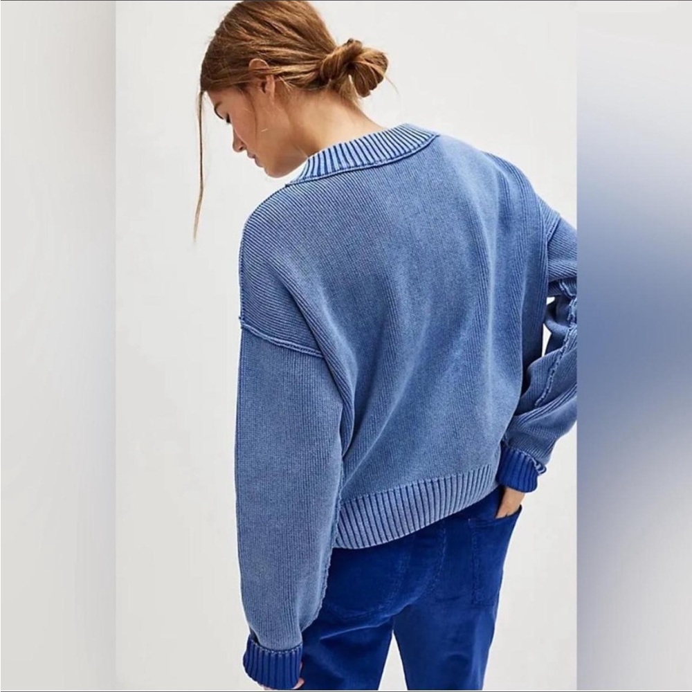 free people Blue high street pullover size L - Picture 3 of 5